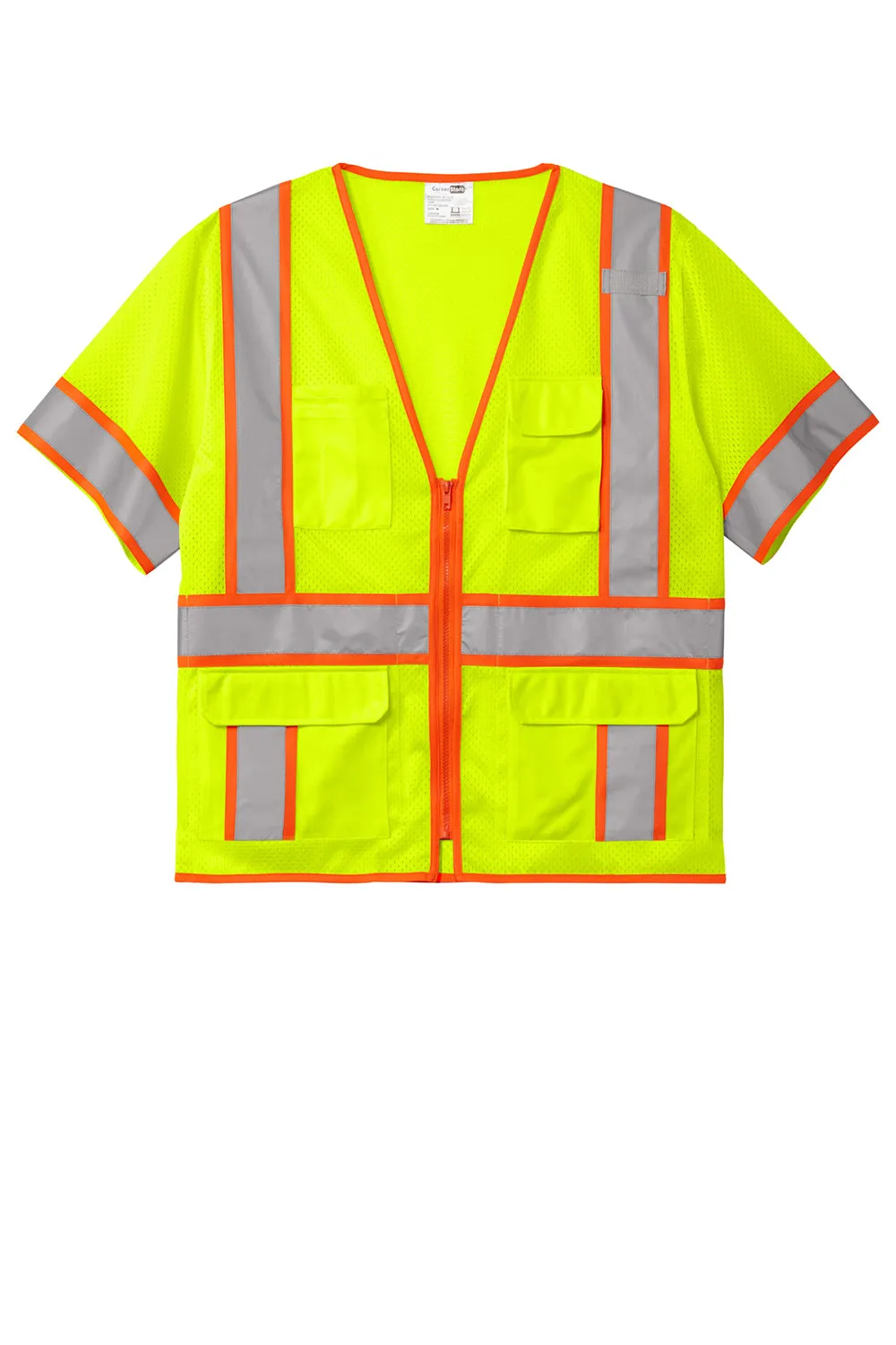 CornerStone Mens ANSI 107 Class 3 Surveyor Mesh Zipper Vest w/ Pocket - Safety Yellow  Cheaper Clothing Cornerstone