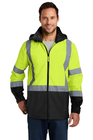 CornerStone Mens ANSI 107 Class 3 Water Resistant Full Zip Hooded Jacket - Safety Yellow  Cheaper Clothing Cornerstone