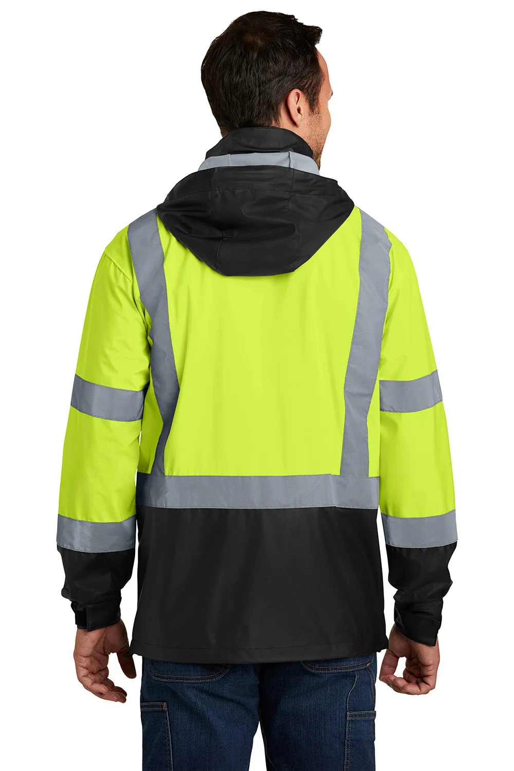 CornerStone Mens ANSI 107 Class 3 Water Resistant Full Zip Hooded Jacket - Safety Yellow  Cheaper Clothing Cornerstone