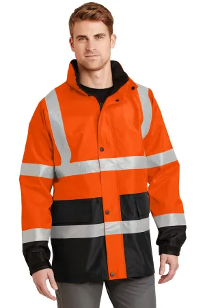 CornerStone Mens ANSI 107 Class 3 Waterproof Full Zip Hooded Jacket - Safety Orange  Cheaper Clothing Cornerstone