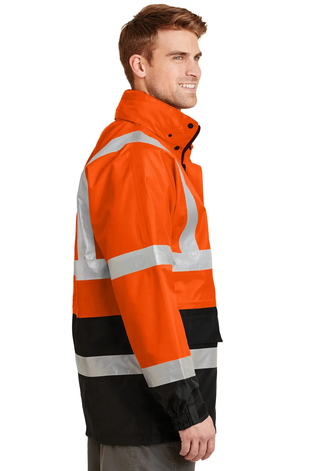 CornerStone Mens ANSI 107 Class 3 Waterproof Full Zip Hooded Jacket - Safety Orange  Cheaper Clothing Cornerstone
