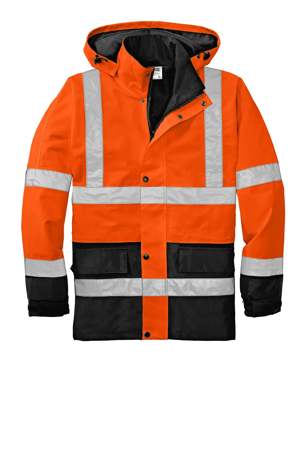 CornerStone Mens ANSI 107 Class 3 Waterproof Full Zip Hooded Jacket - Safety Orange  Cheaper Clothing Cornerstone