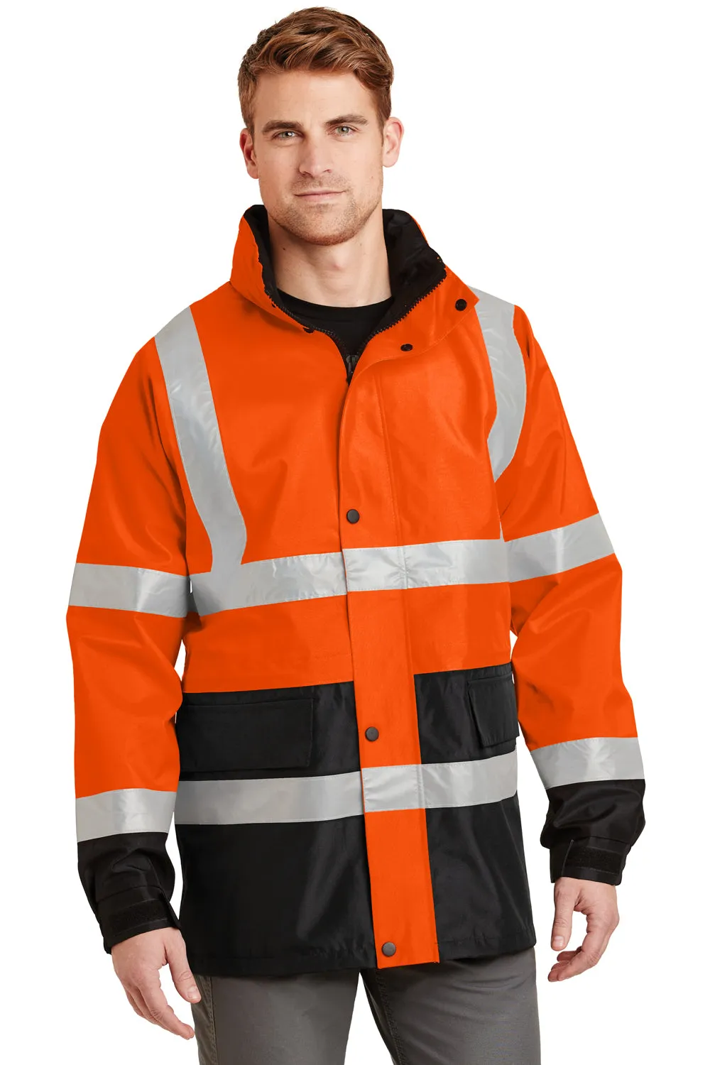 CornerStone Mens ANSI 107 Class 3 Waterproof Full Zip Hooded Jacket - Safety Orange  Cheaper Clothing Cornerstone