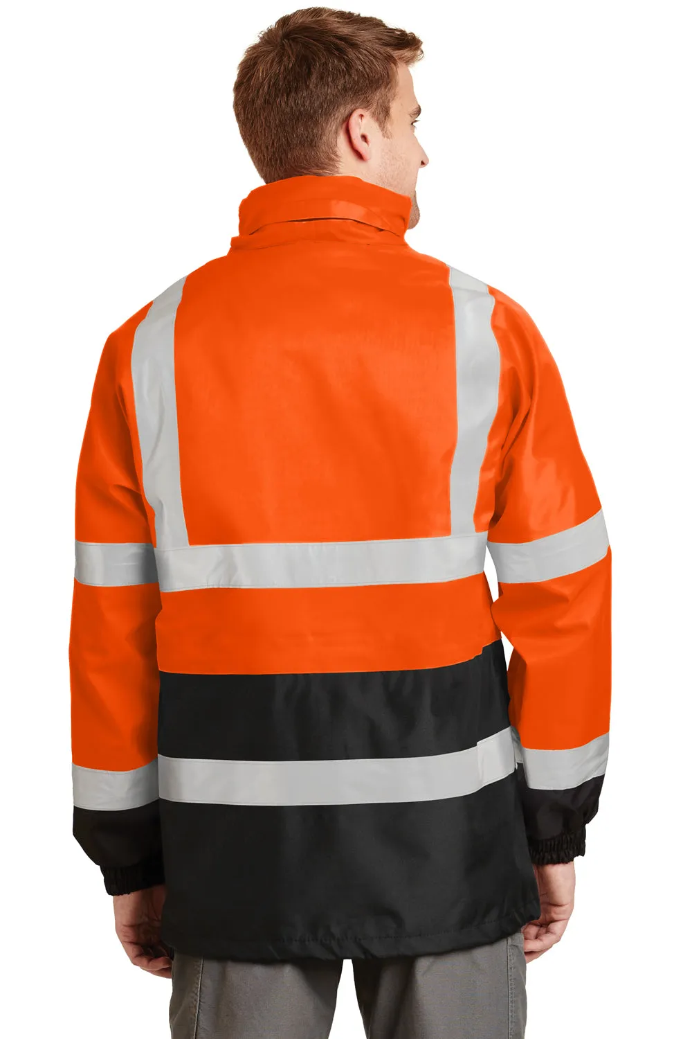 CornerStone Mens ANSI 107 Class 3 Waterproof Full Zip Hooded Jacket - Safety Orange  Cheaper Clothing Cornerstone