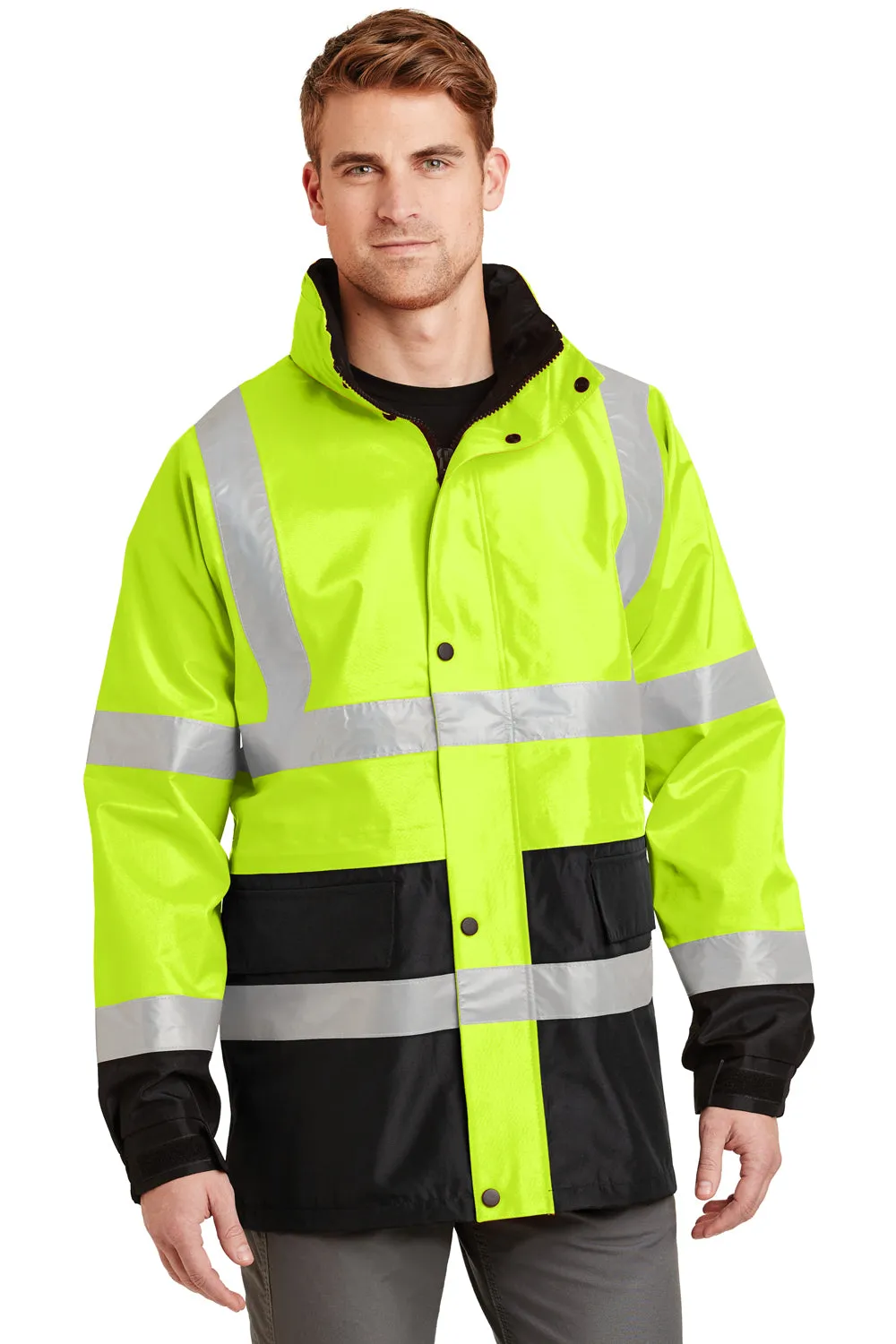 CornerStone Mens ANSI 107 Class 3 Waterproof Full Zip Hooded Jacket - Safety Yellow  Cheaper Clothing Cornerstone