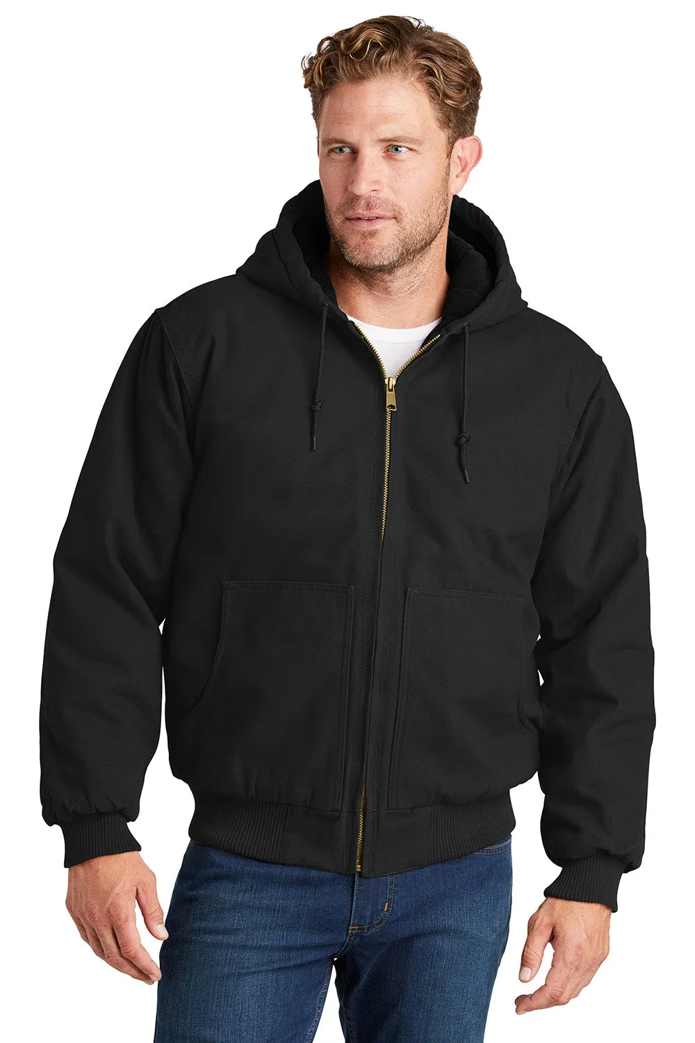CornerStone Mens Duck Cloth Full Zip Hooded Jacket - Black  Cheaper Clothing Cornerstone