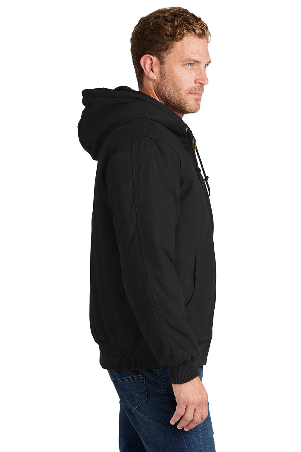 CornerStone Mens Duck Cloth Full Zip Hooded Jacket - Black  Cheaper Clothing Cornerstone