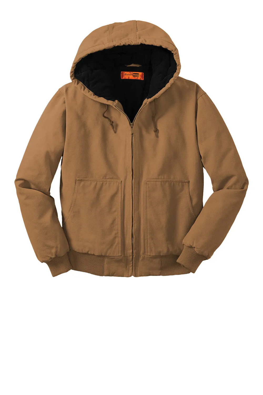 CornerStone Mens Duck Cloth Full Zip Hooded Jacket - Duck Brown  Cheaper Clothing Cornerstone