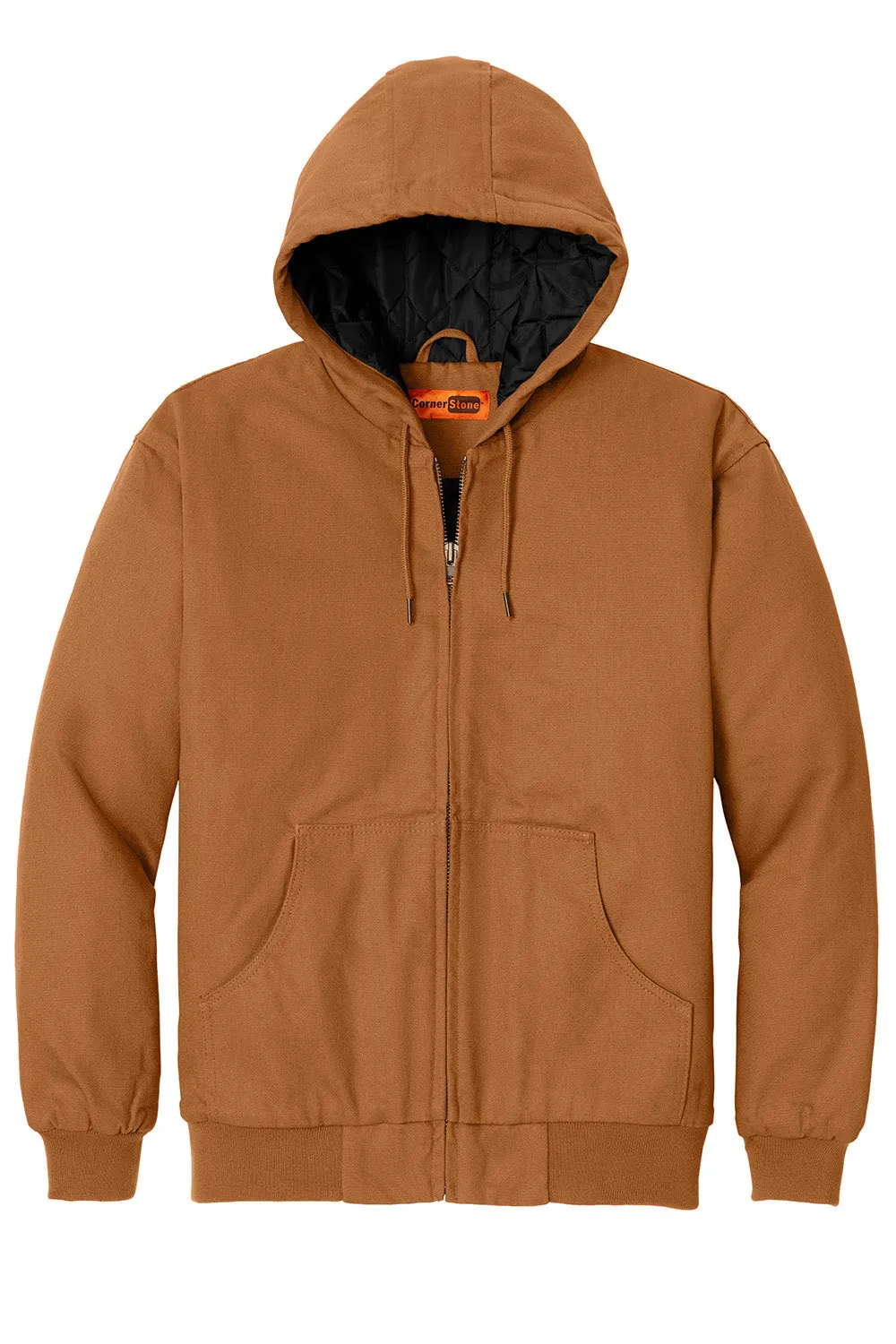 CornerStone Mens Duck Cloth Full Zip Hooded Jacket - Duck Brown  Cheaper Clothing Cornerstone