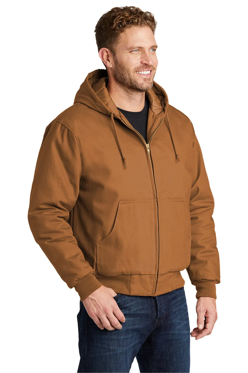 CornerStone Mens Duck Cloth Full Zip Hooded Jacket - Duck Brown  Cheaper Clothing Cornerstone