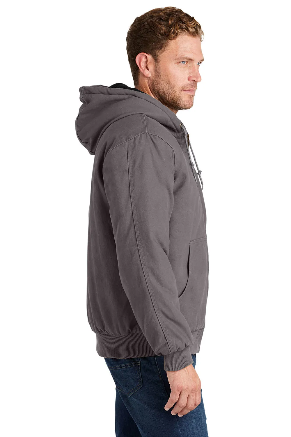 CornerStone Mens Duck Cloth Full Zip Hooded Jacket - Metal Grey  Cheaper Clothing Cornerstone