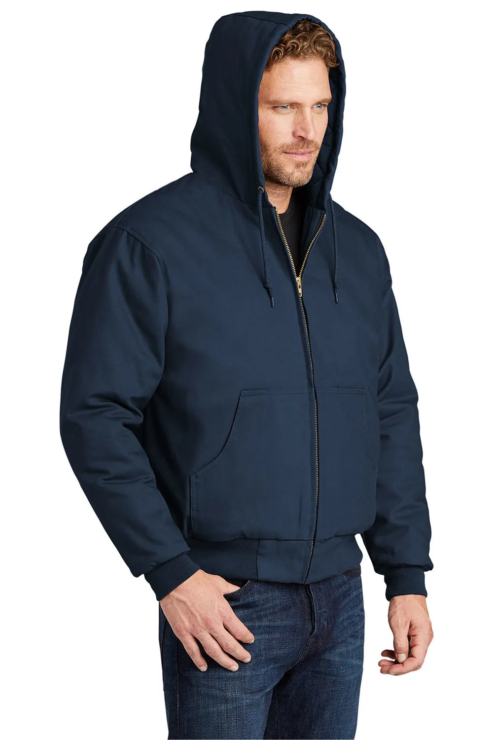 CornerStone Mens Duck Cloth Full Zip Hooded Jacket - Navy Blue  Cheaper Clothing Cornerstone
