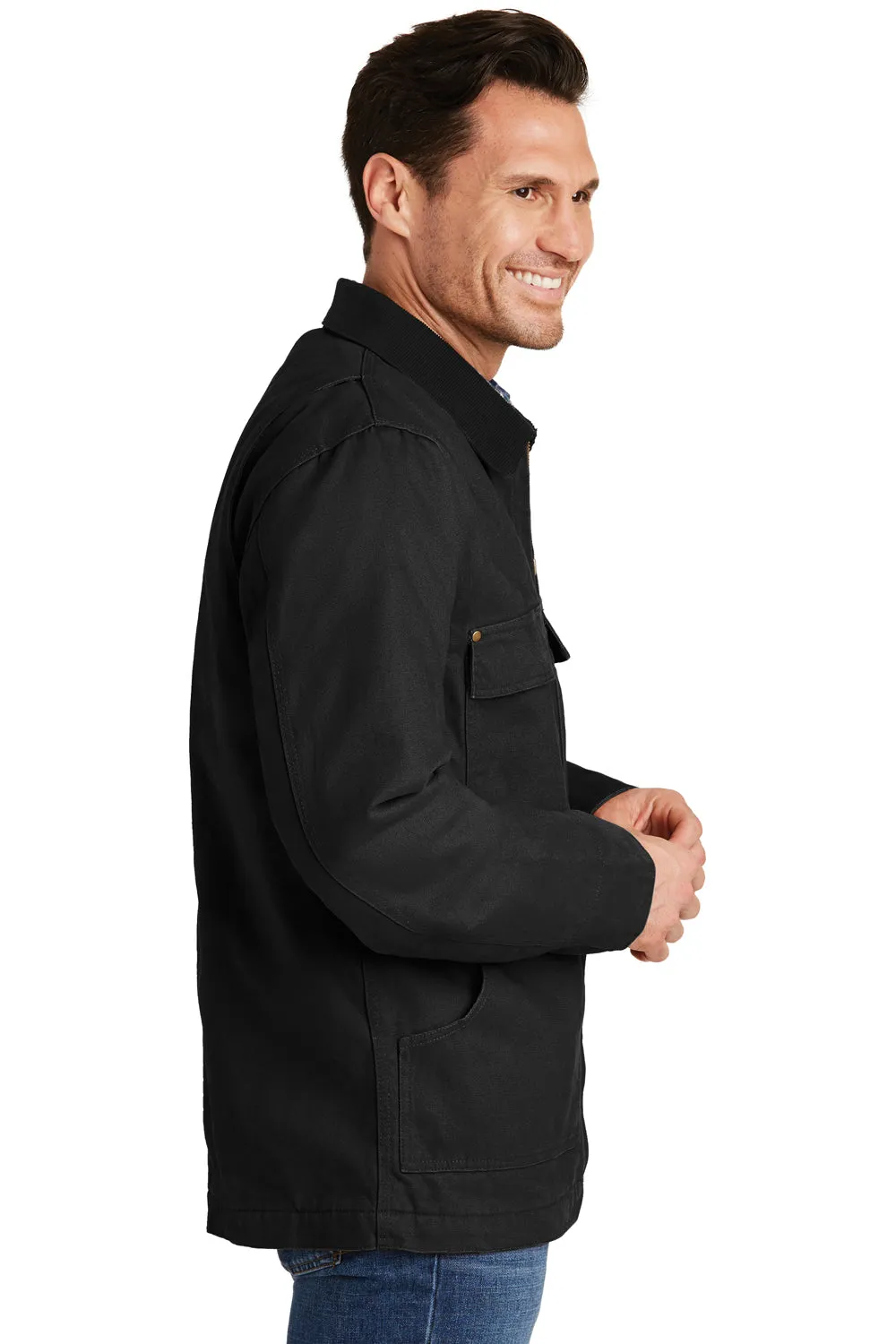 CornerStone Mens Duck Cloth Full Zip Jacket - Black - Closeout  Cheaper Clothing Cornerstone