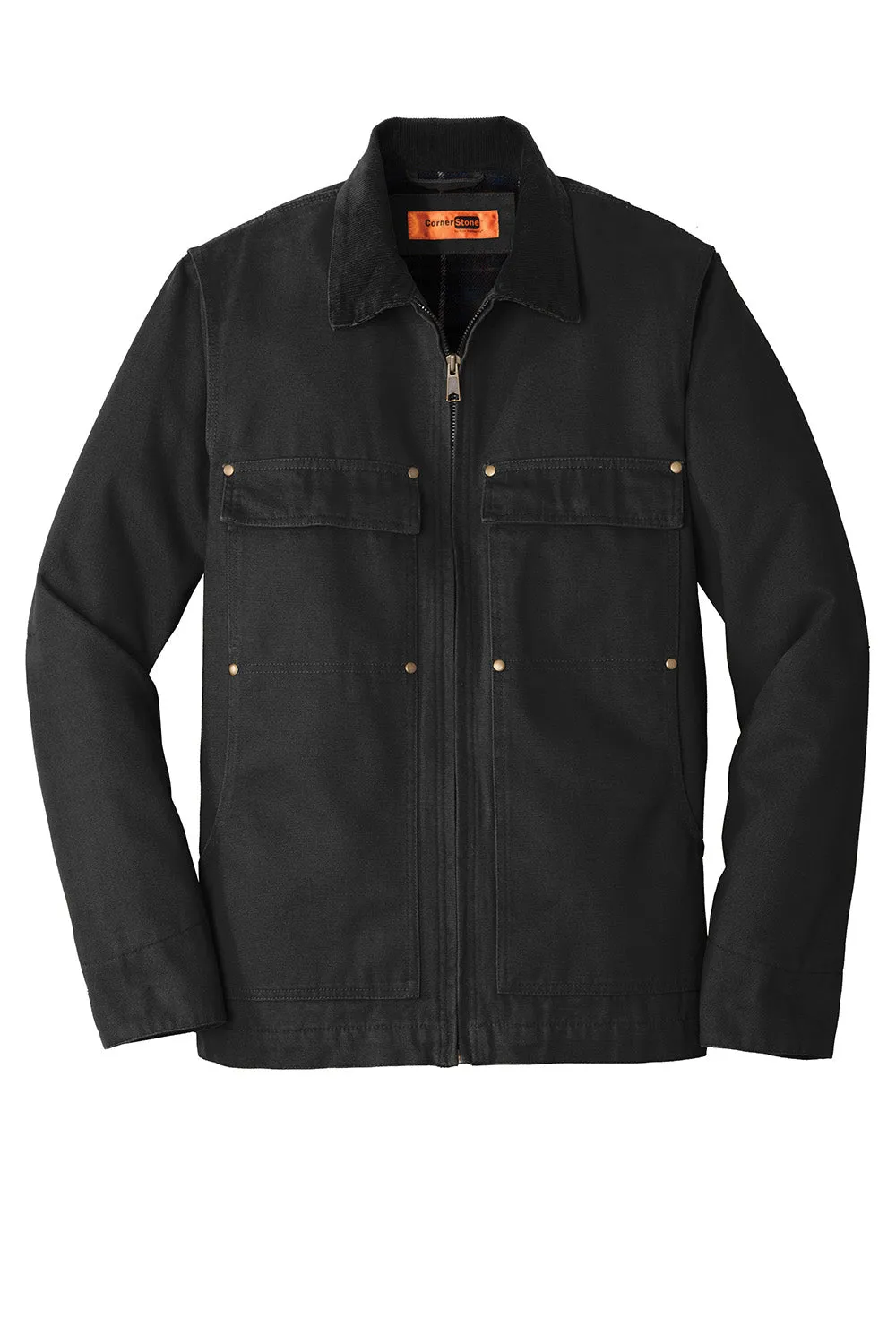 CornerStone Mens Duck Cloth Full Zip Jacket - Black - Closeout  Cheaper Clothing Cornerstone