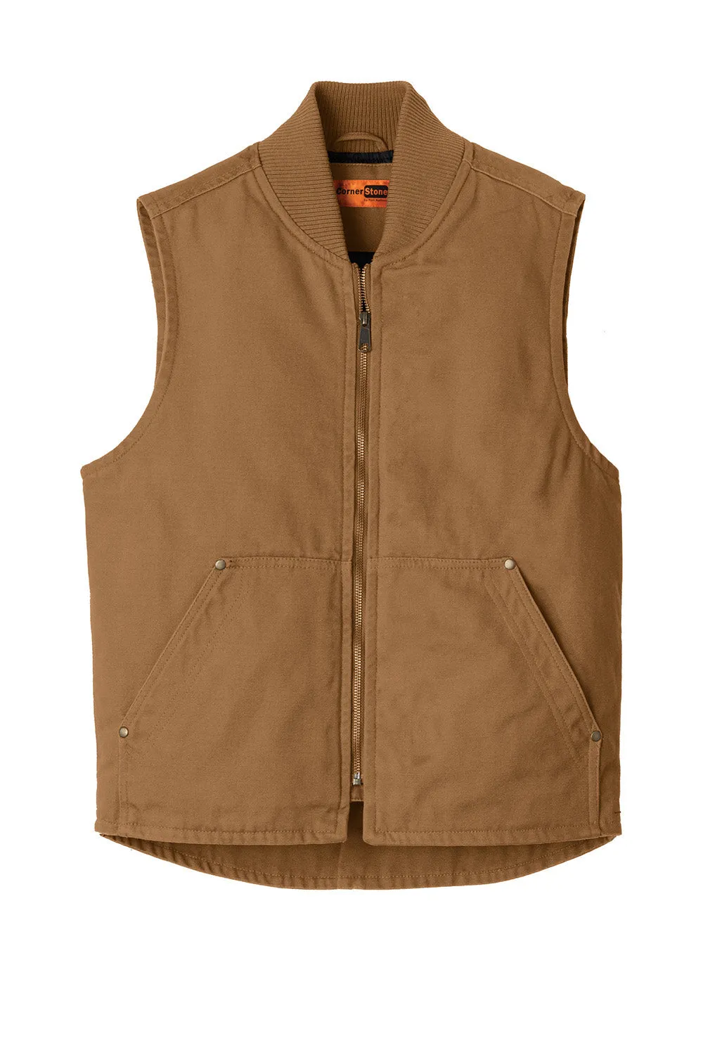 CornerStone Mens Duck Cloth Full Zip Vest - Duck Brown  Cheaper Clothing Cornerstone