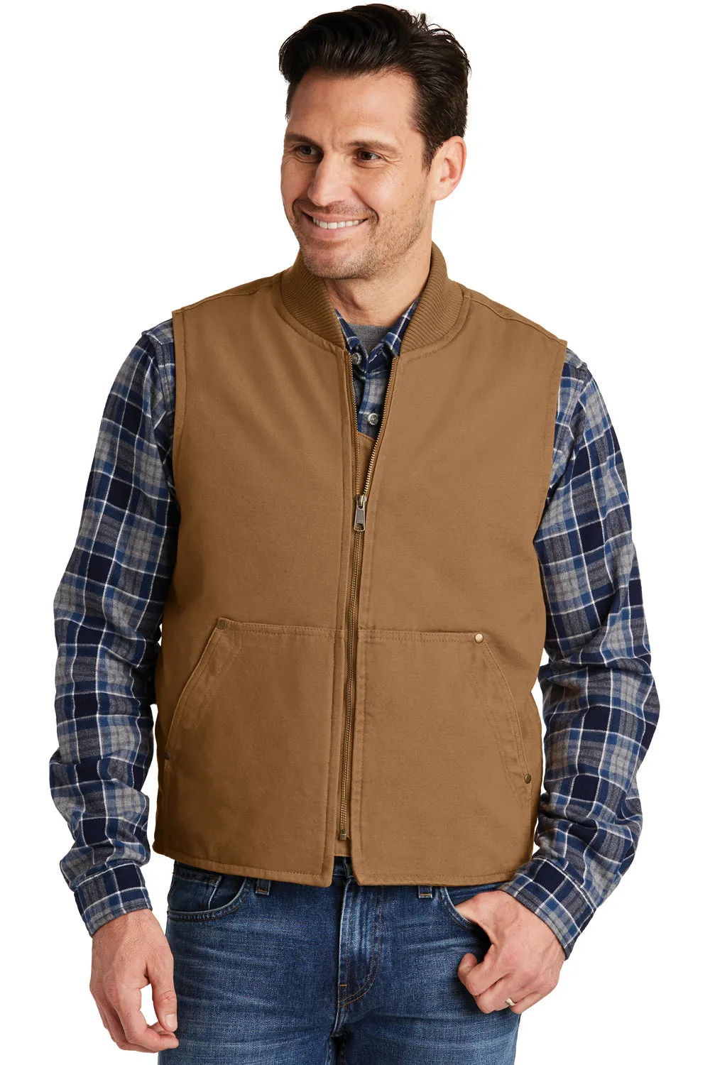 CornerStone Mens Duck Cloth Full Zip Vest - Duck Brown  Cheaper Clothing Cornerstone