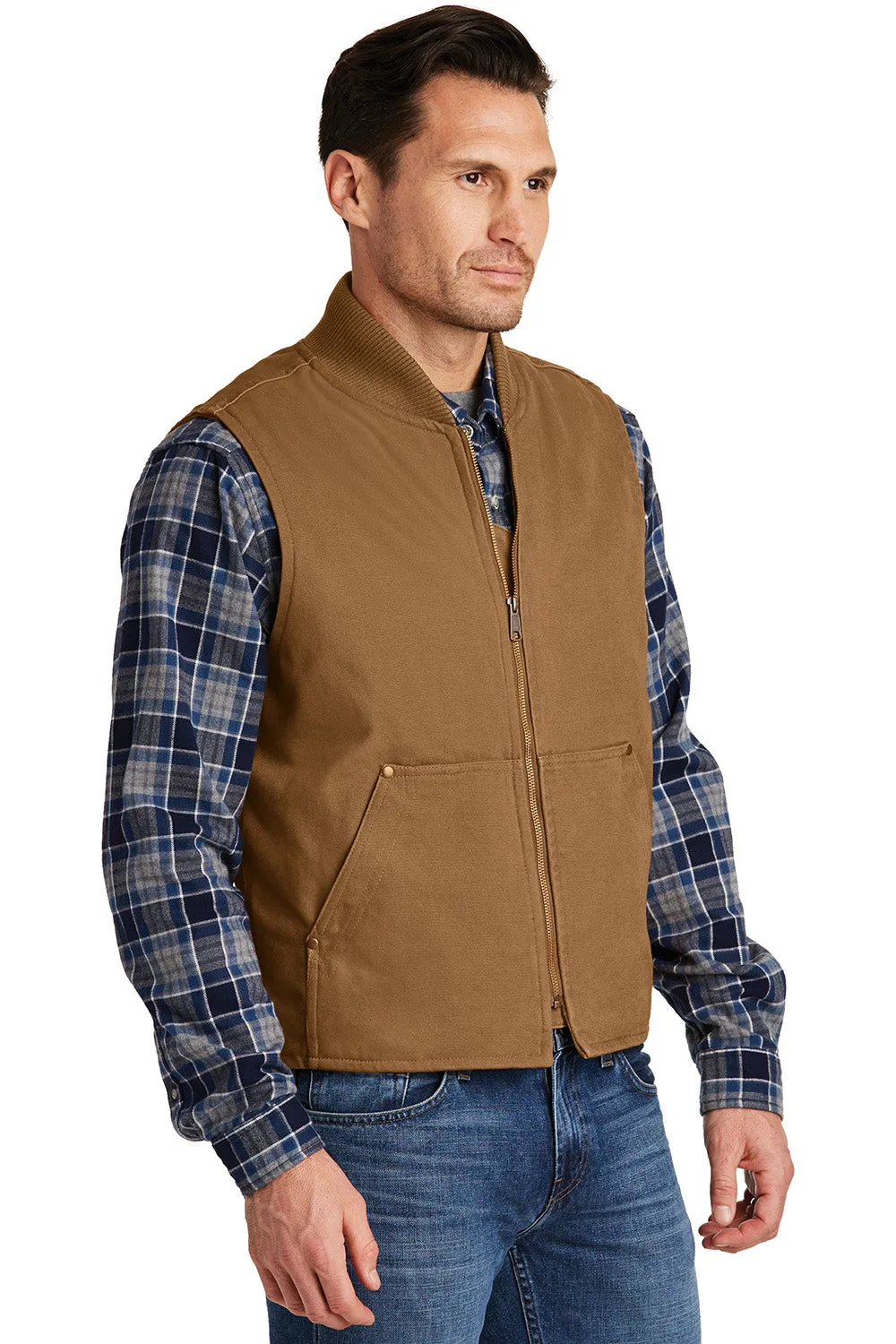 CornerStone Mens Duck Cloth Full Zip Vest - Duck Brown  Cheaper Clothing Cornerstone