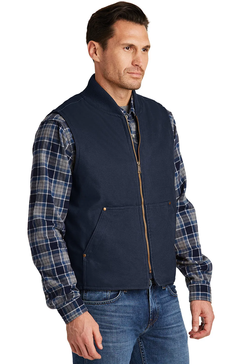 CornerStone Mens Duck Cloth Full Zip Vest - Navy Blue  Cheaper Clothing Cornerstone