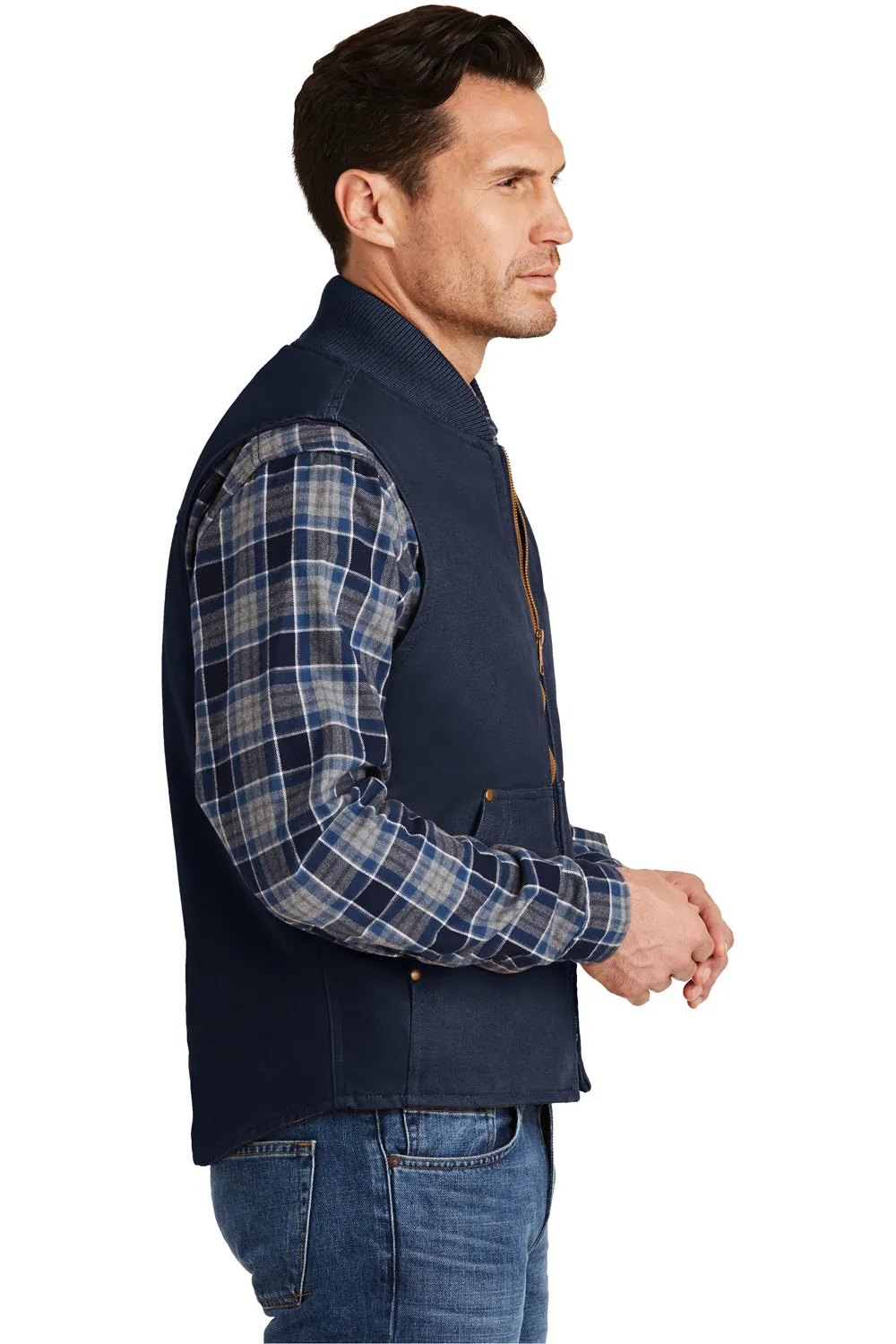 CornerStone Mens Duck Cloth Full Zip Vest - Navy Blue  Cheaper Clothing Cornerstone