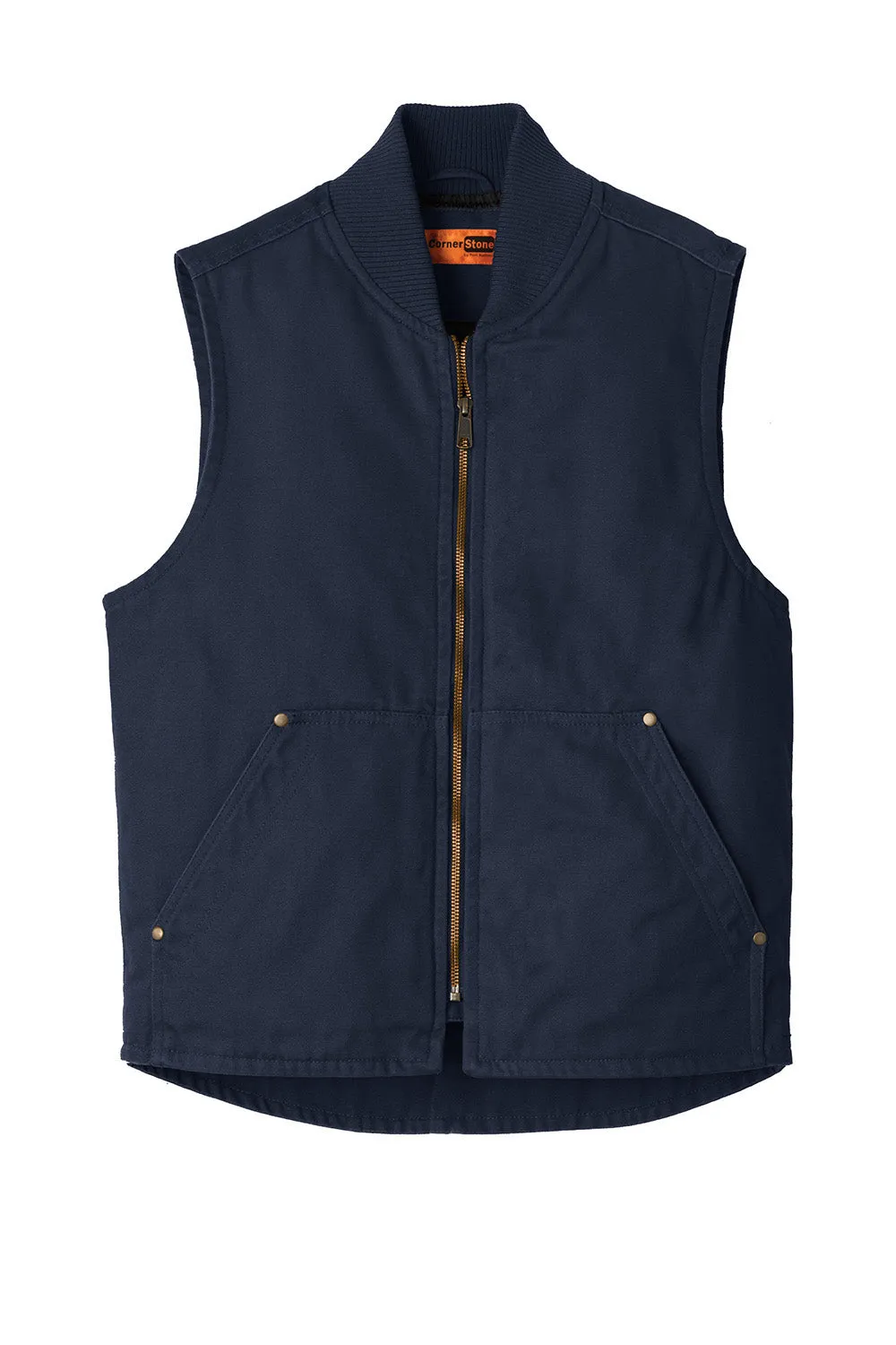 CornerStone Mens Duck Cloth Full Zip Vest - Navy Blue  Cheaper Clothing Cornerstone