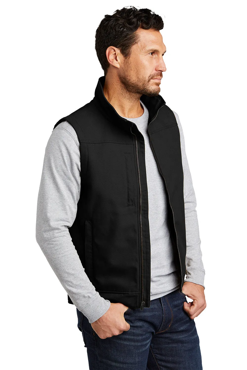 CornerStone Mens Duck Cloth Water Resistant Full Zip Vest - Black  Cheaper Clothing Cornerstone