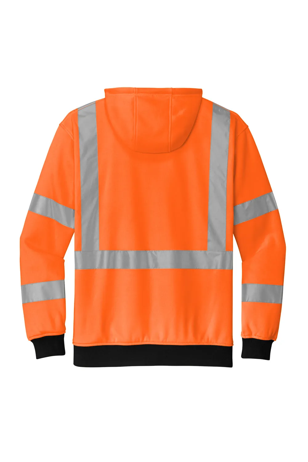 CornerStone Mens Enhanced Visibility Fleece Full Zip Hooded Sweatshirt Hoodie w/ Pockets - Safety Orange  Cheaper Clothing Cornerstone
