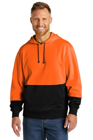 CornerStone Mens Enhanced Visibility Moisture Wicking Fleece Hooded Sweatshirt Hoodie w/ Pouch Pocket - Safety Orange  Cheaper Clothing Cornerstone