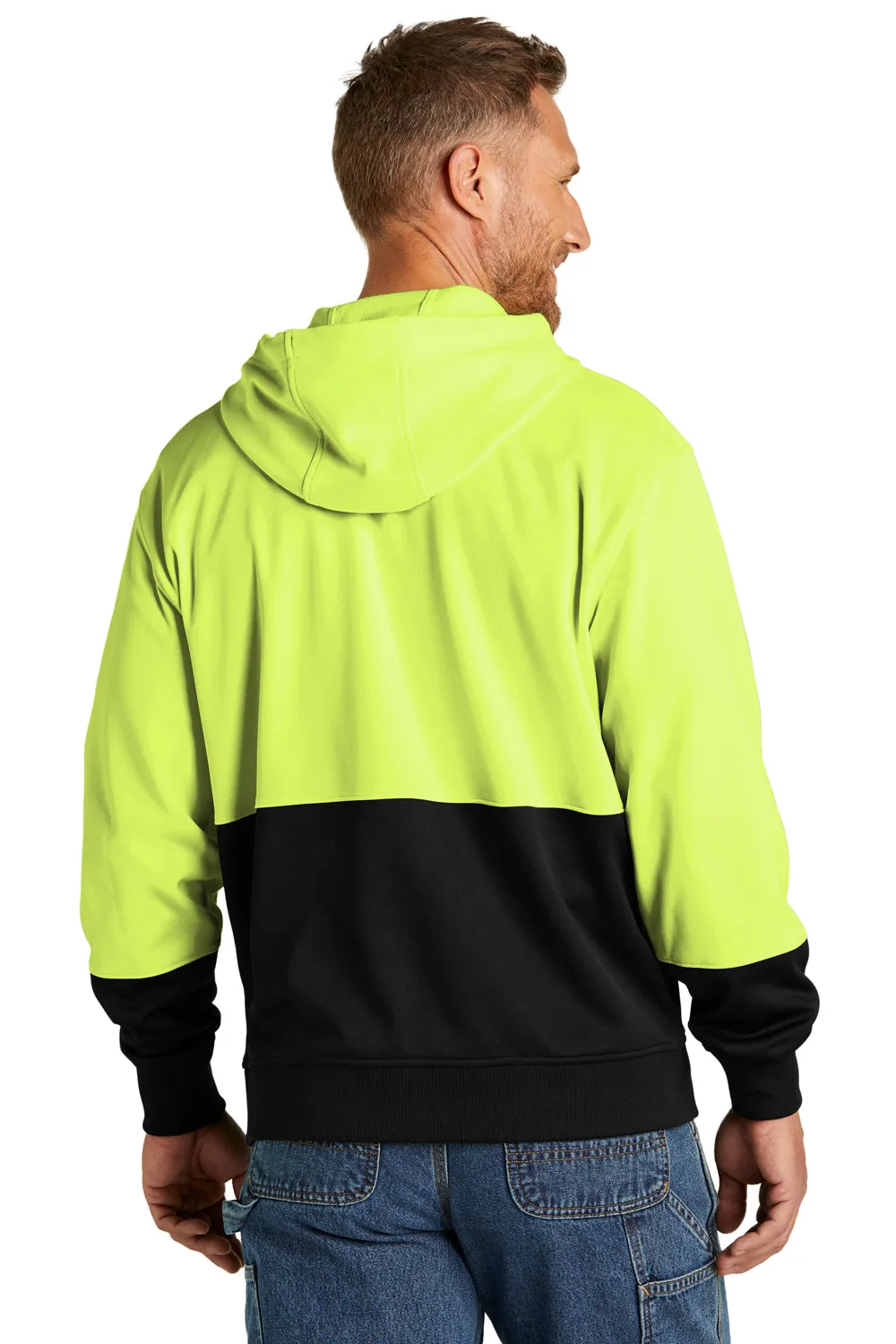 CornerStone Mens Enhanced Visibility Moisture Wicking Fleece Hooded Sweatshirt Hoodie w/ Pouch Pocket - Safety Yellow  Cheaper Clothing Cornerstone