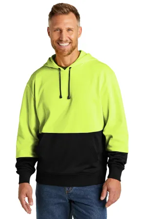 CornerStone Mens Enhanced Visibility Moisture Wicking Fleece Hooded Sweatshirt Hoodie w/ Pouch Pocket - Safety Yellow  Cheaper Clothing Cornerstone