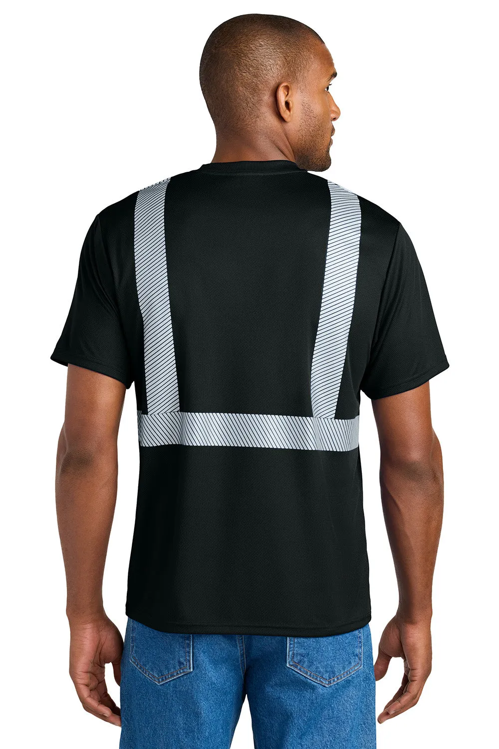 CornerStone Mens Enhanced Visibility Moisture Wicking Short Sleeve Crewneck T-Shirt w/ Pocket - Black  Cheaper Clothing Cornerstone