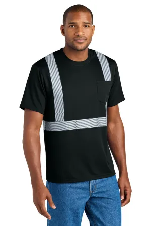 CornerStone Mens Enhanced Visibility Moisture Wicking Short Sleeve Crewneck T-Shirt w/ Pocket - Black  Cheaper Clothing Cornerstone