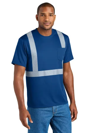 CornerStone Mens Enhanced Visibility Moisture Wicking Short Sleeve Crewneck T-Shirt w/ Pocket - Royal Blue  Cheaper Clothing Cornerstone