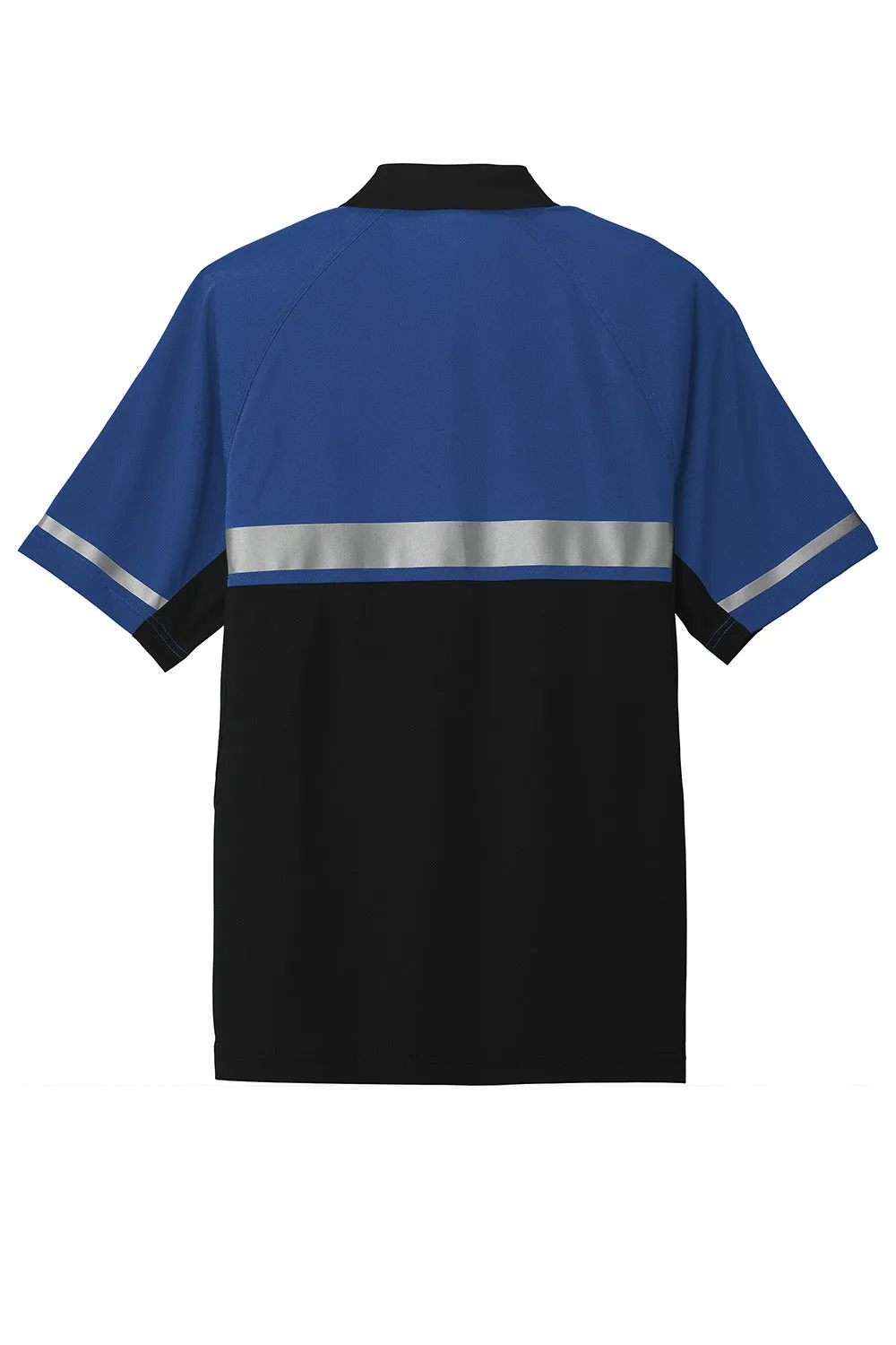 CornerStone Mens Enhanced Visibility Moisture Wicking Short Sleeve Polo Shirt - Royal Blue/Black  Cheaper Clothing Cornerstone