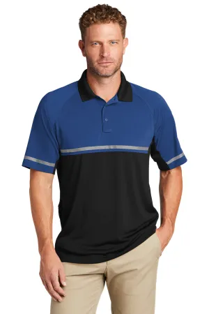 CornerStone Mens Enhanced Visibility Moisture Wicking Short Sleeve Polo Shirt - Royal Blue/Black  Cheaper Clothing Cornerstone