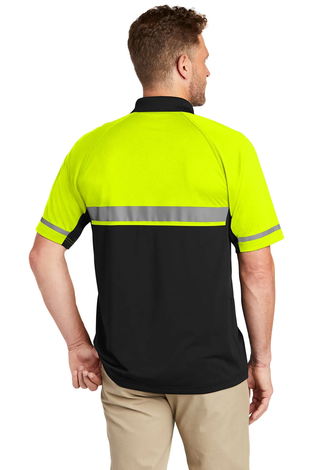 CornerStone Mens Enhanced Visibility Moisture Wicking Short Sleeve Polo Shirt - Safety Yellow/Black  Cheaper Clothing Cornerstone
