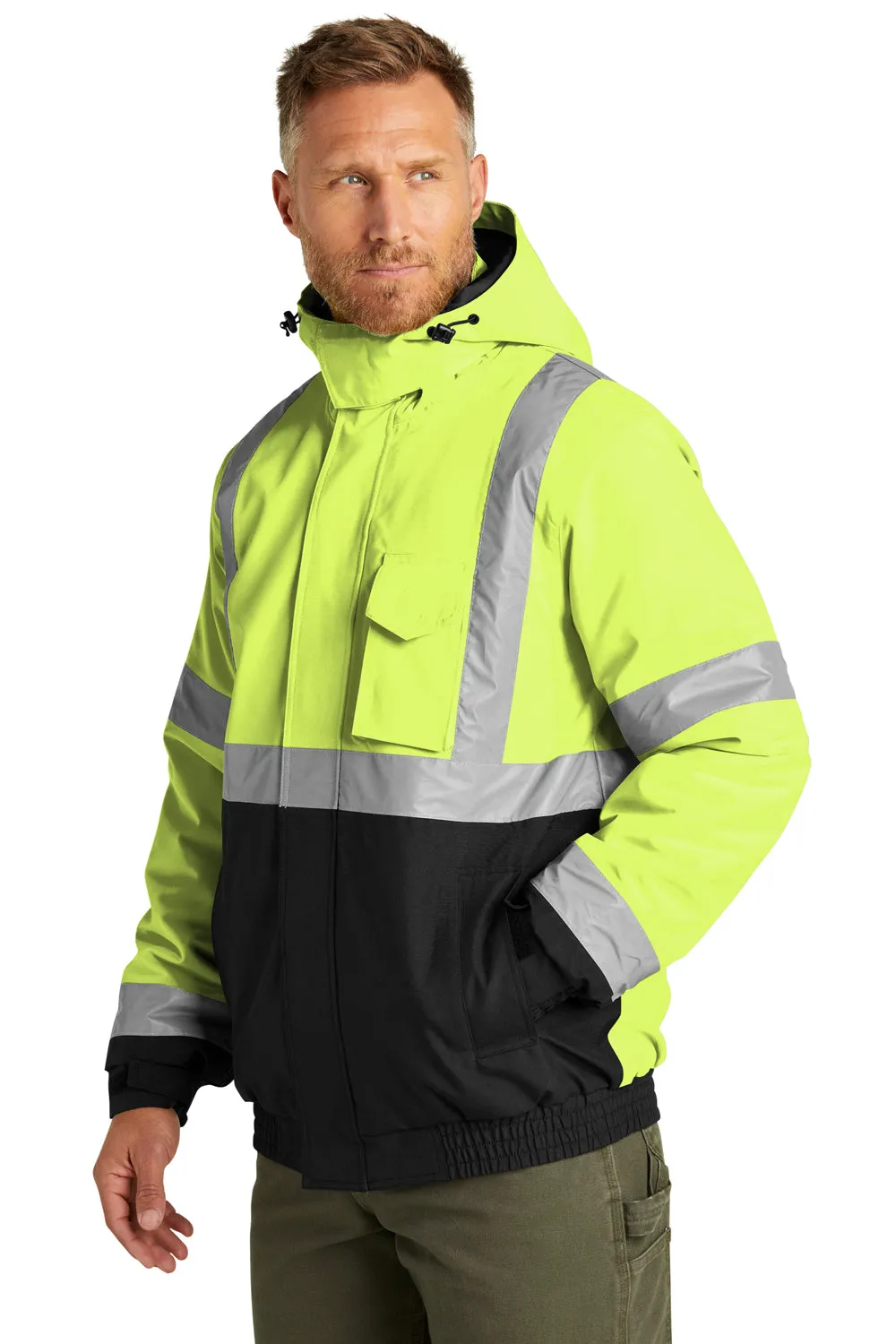 CornerStone Mens Enhanced Visibility Waterproof Full Zip Hooded Jacket - Safety Yellow  Cheaper Clothing Cornerstone