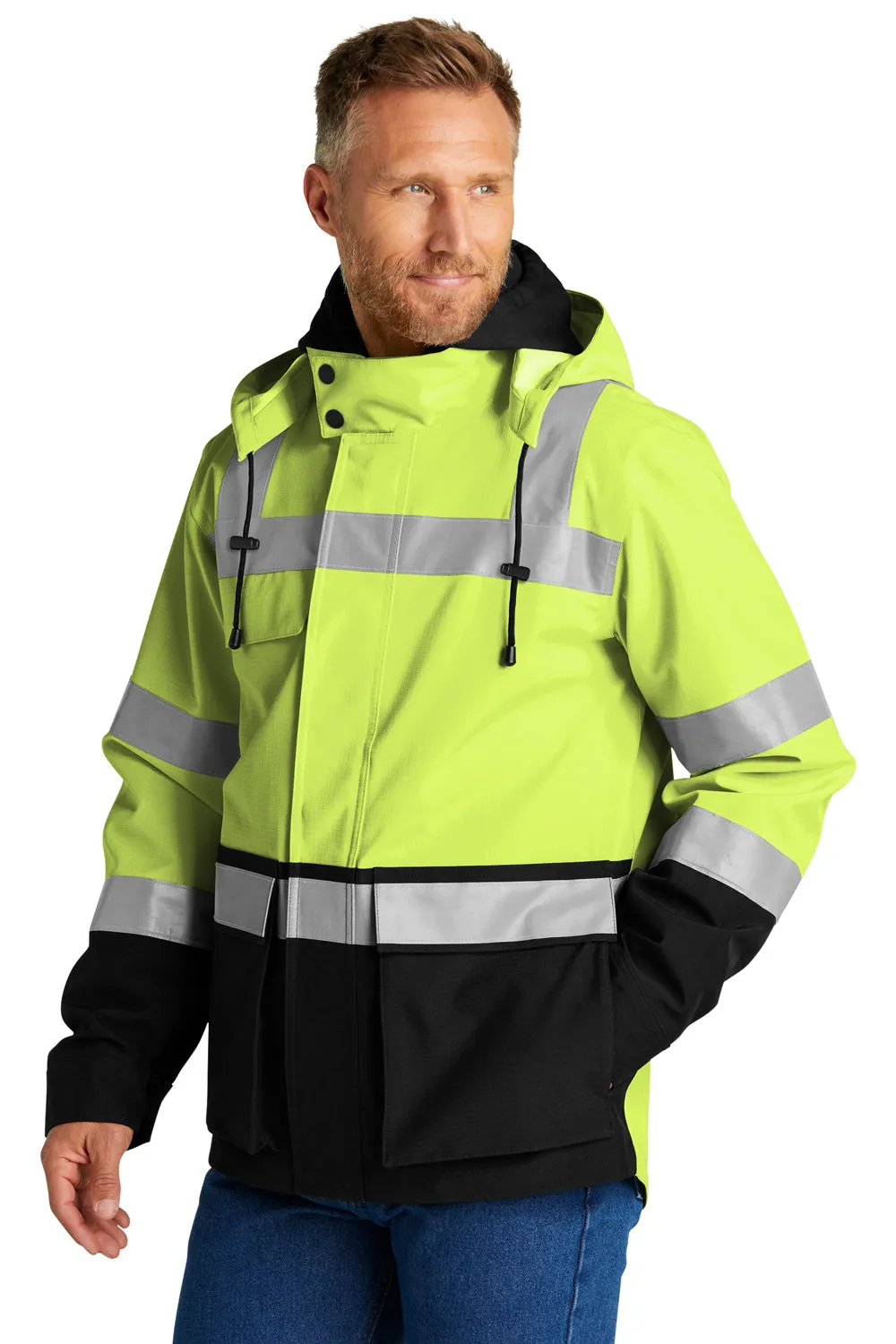 CornerStone Mens Enhanced Visibility Waterproof Full Zip Jacket - Safety Yellow  Cheaper Clothing Cornerstone