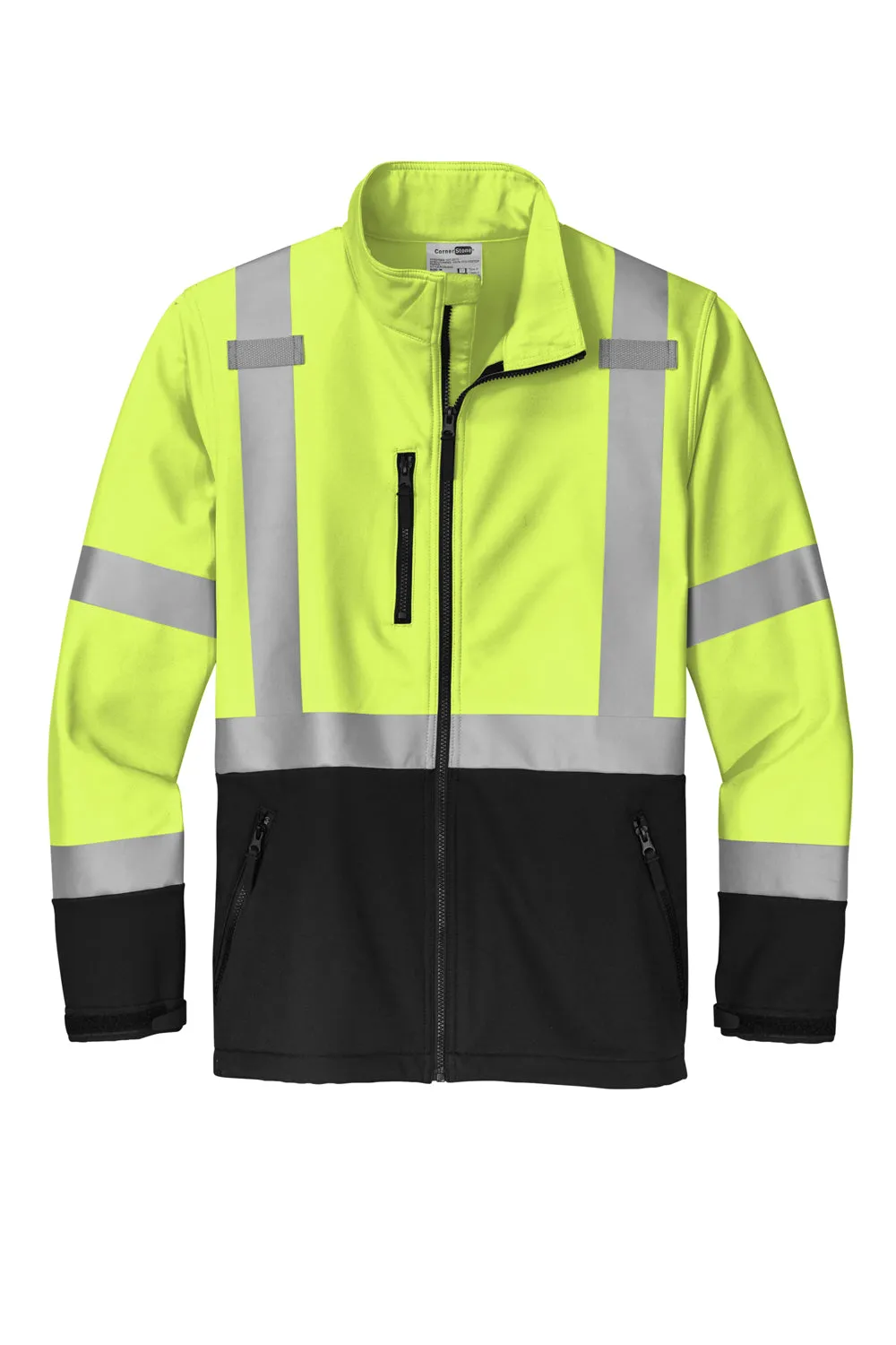 CornerStone Mens Enhanced Visibility Waterproof Ripstop 3-in-1 Full Zip Hooded Jacket - Safety Yellow  Cheaper Clothing Cornerstone