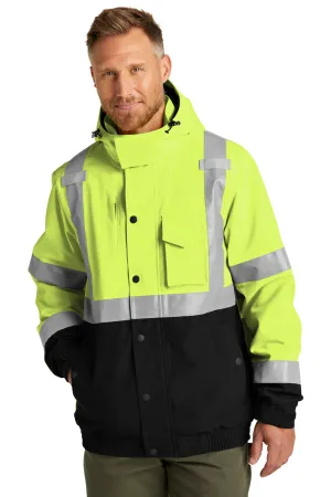 CornerStone Mens Enhanced Visibility Waterproof Ripstop Full Zip Hooded Jacket - Safety Yellow  Cheaper Clothing Cornerstone