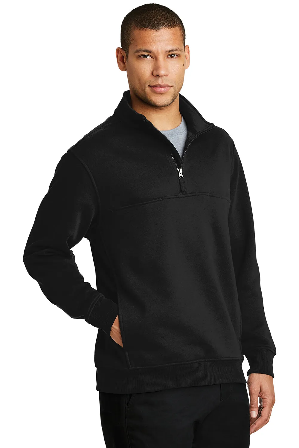 CornerStone Mens Fleece 1/4 Zip Sweatshirt w/ Pockets - Black  Cheaper Clothing Cornerstone