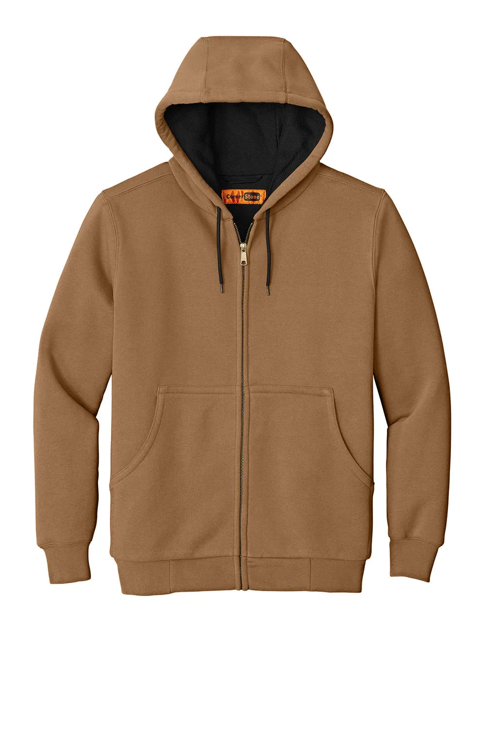 CornerStone Mens Full Zip Hooded Sweatshirt Hoodie w/ Pockets - Duck Brown  Cheaper Clothing Cornerstone