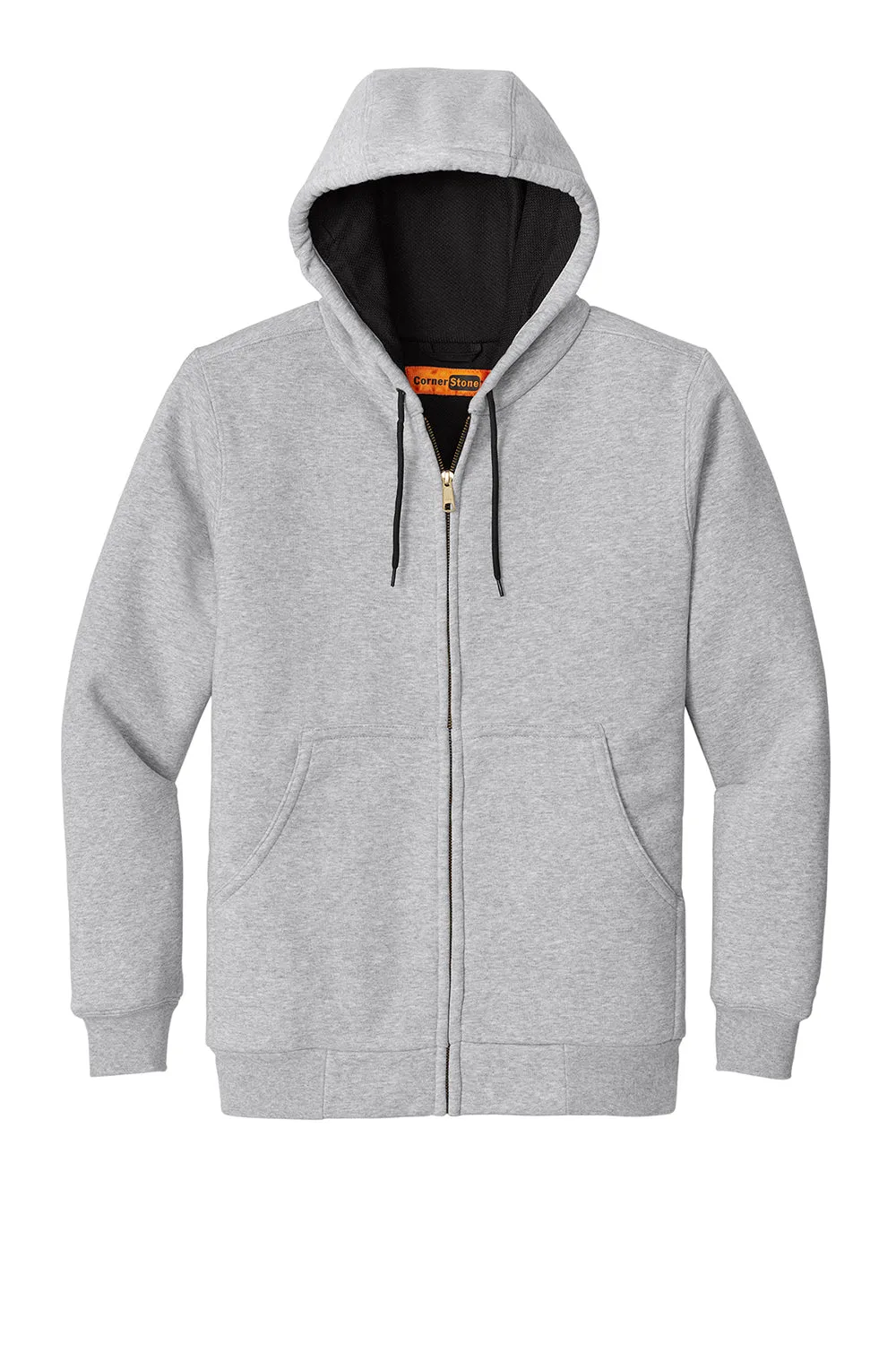 CornerStone Mens Full Zip Hooded Sweatshirt Hoodie w/ Pockets - Heather Grey  Cheaper Clothing Cornerstone