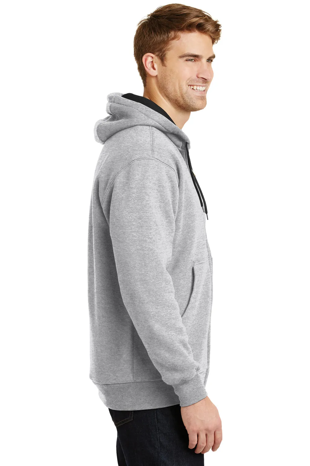 CornerStone Mens Full Zip Hooded Sweatshirt Hoodie w/ Pockets - Heather Grey  Cheaper Clothing Cornerstone