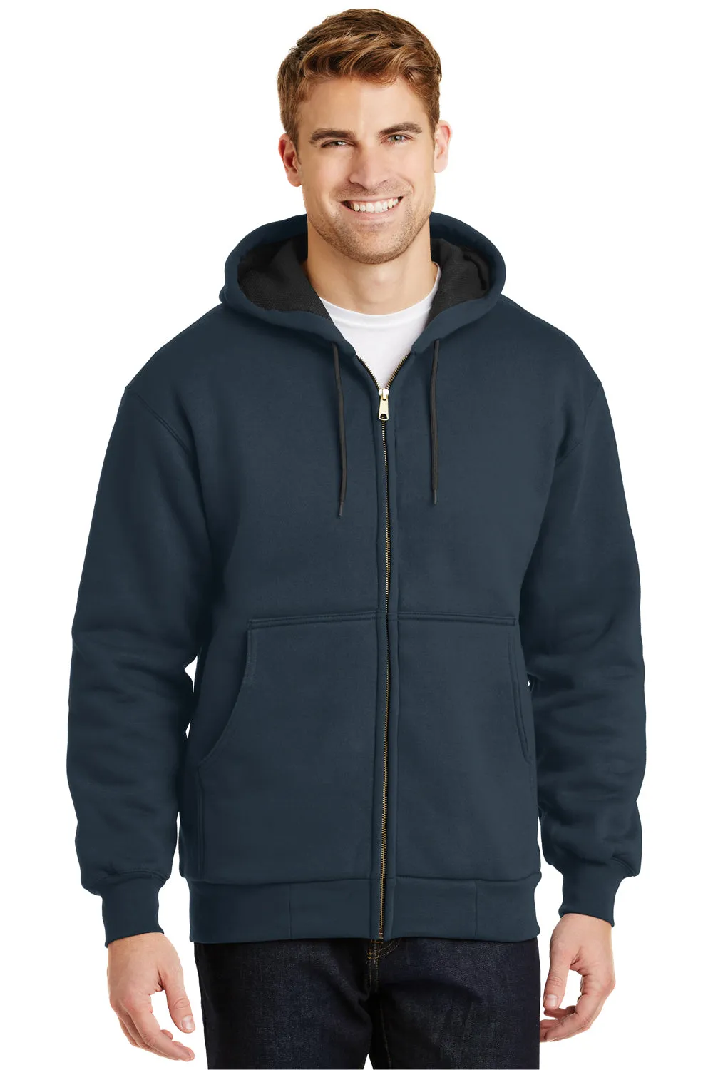 CornerStone Mens Full Zip Hooded Sweatshirt Hoodie w/ Pockets - Navy Blue  Cheaper Clothing Cornerstone