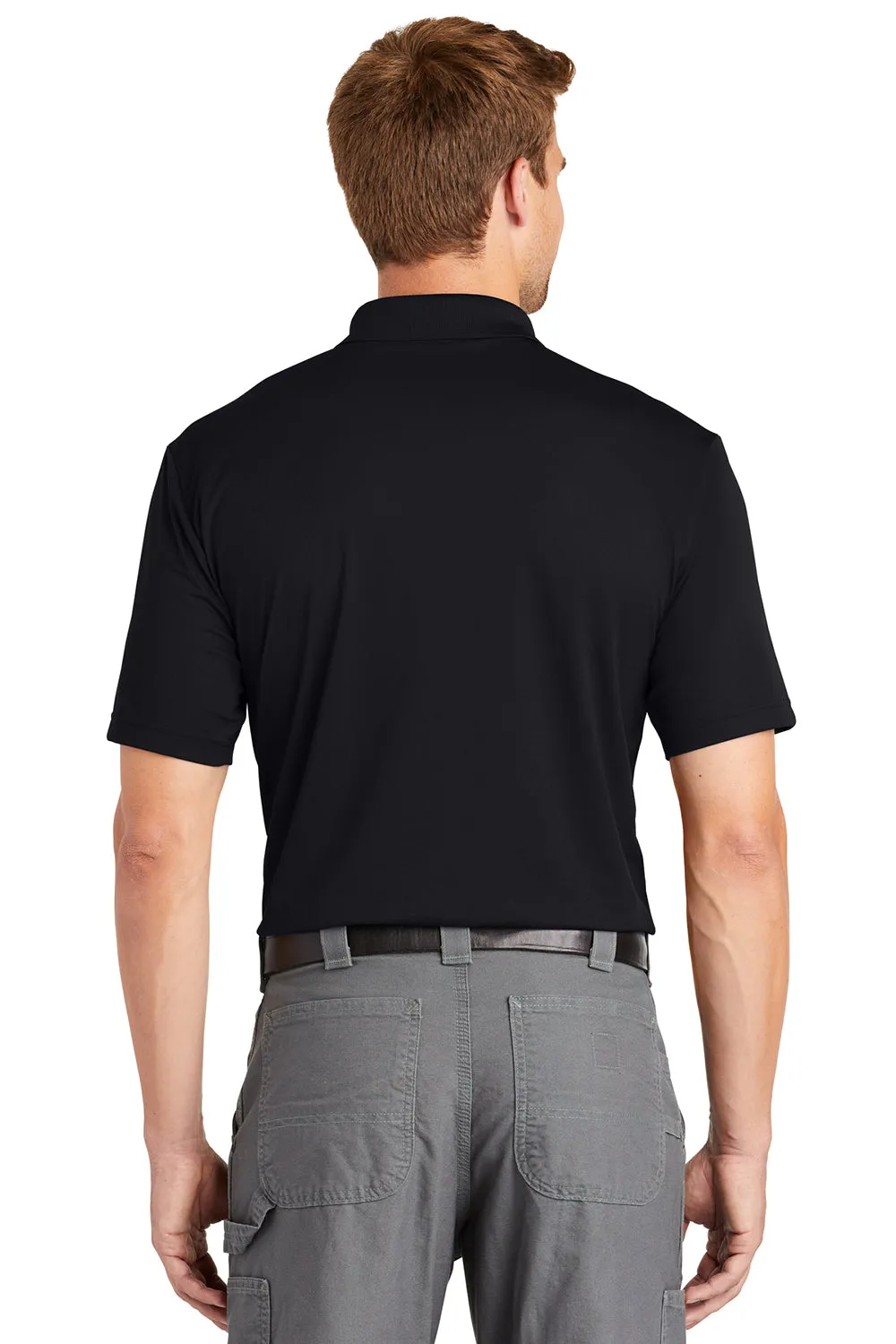 CornerStone Mens Gripper Moisture Wicking Short Sleeve Polo Shirt - Black  Cheaper Clothing Cornerstone