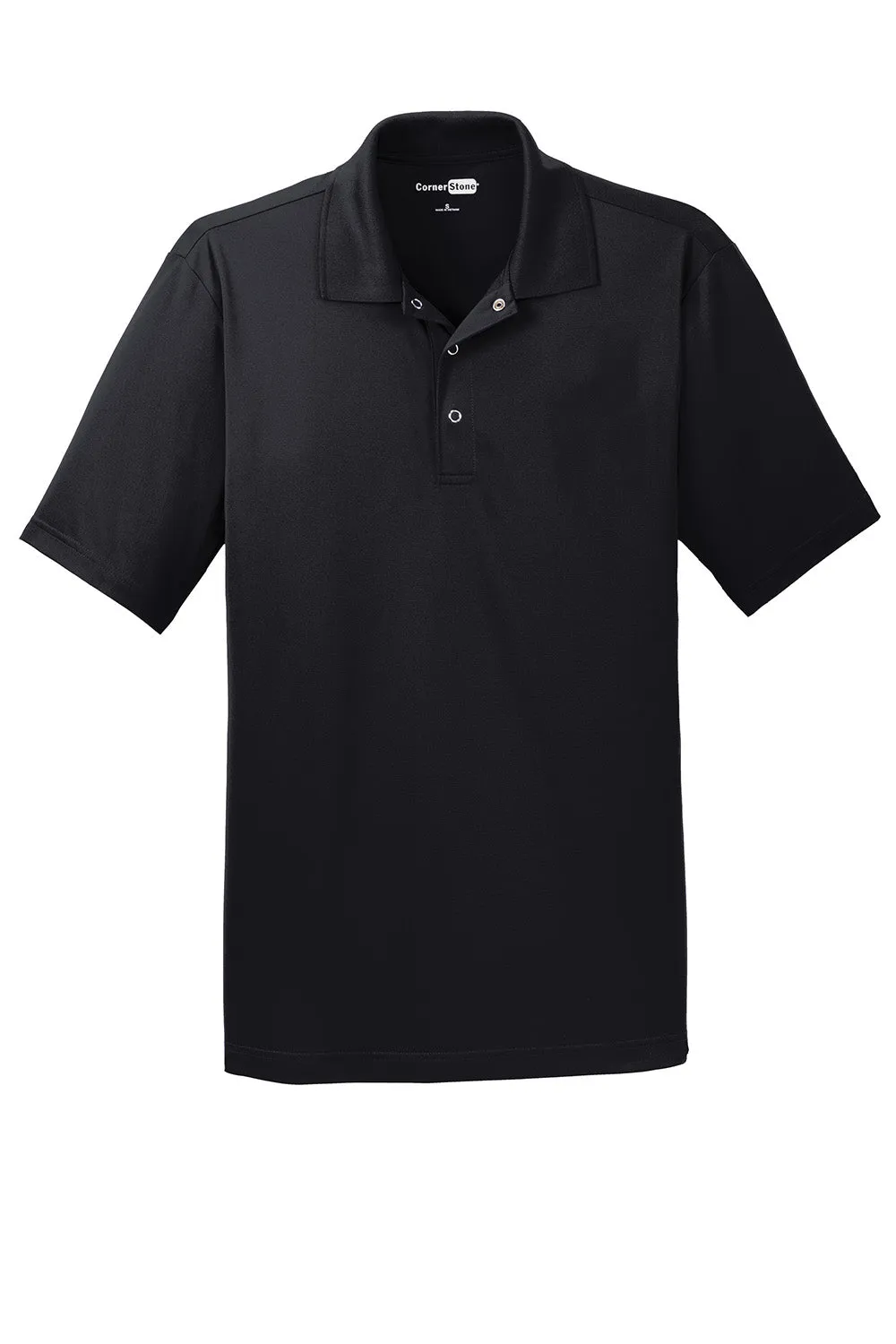 CornerStone Mens Gripper Moisture Wicking Short Sleeve Polo Shirt - Black  Cheaper Clothing Cornerstone