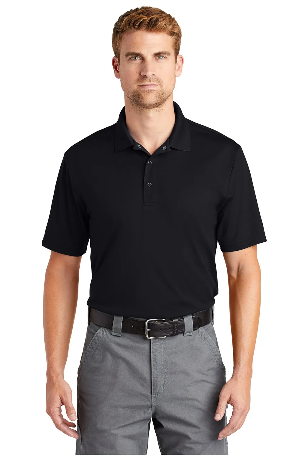 CornerStone Mens Gripper Moisture Wicking Short Sleeve Polo Shirt - Black  Cheaper Clothing Cornerstone
