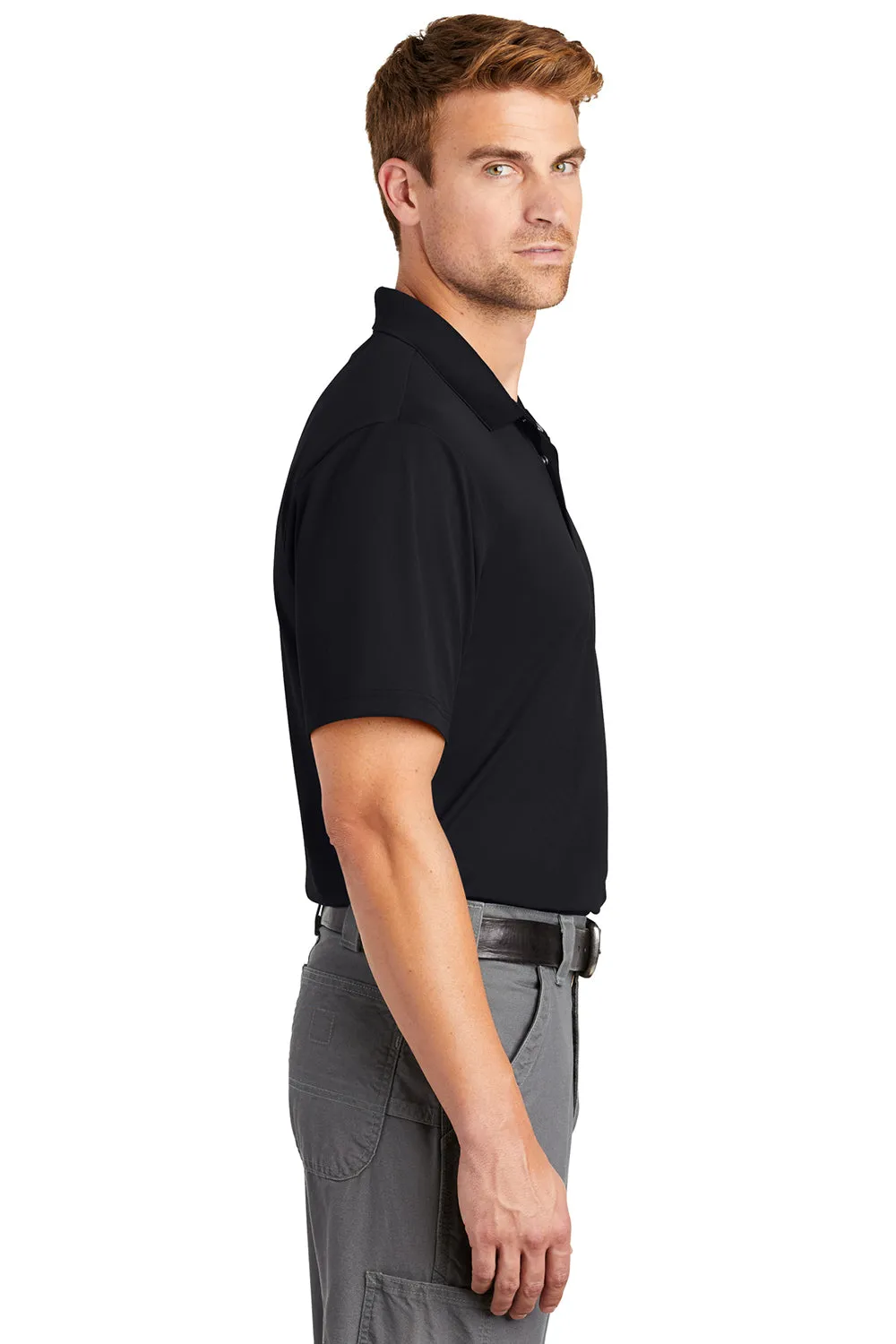 CornerStone Mens Gripper Moisture Wicking Short Sleeve Polo Shirt - Black  Cheaper Clothing Cornerstone