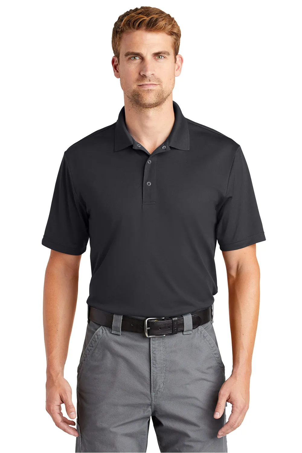 CornerStone Mens Gripper Moisture Wicking Short Sleeve Polo Shirt - Iron Grey  Cheaper Clothing Cornerstone