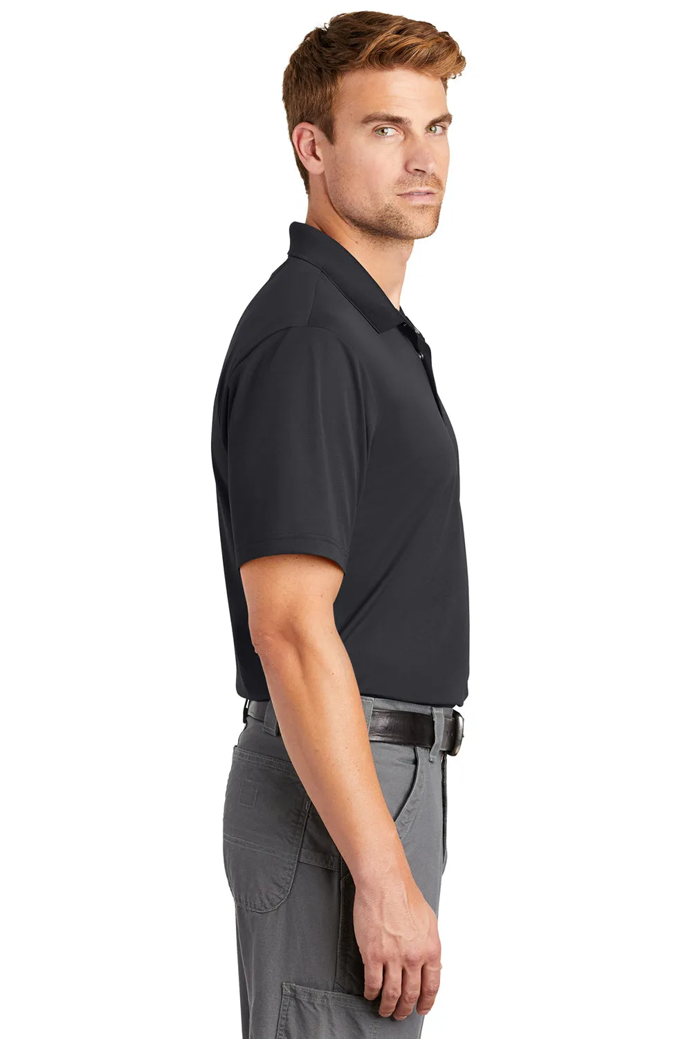 CornerStone Mens Gripper Moisture Wicking Short Sleeve Polo Shirt - Iron Grey  Cheaper Clothing Cornerstone